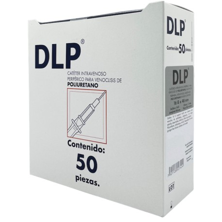 Catéter para venoclisis de Fluoropolímeros Radiopaco Longitud: 46-52 mm Calibre: 16 G. Envase con 50 piezas. DLP