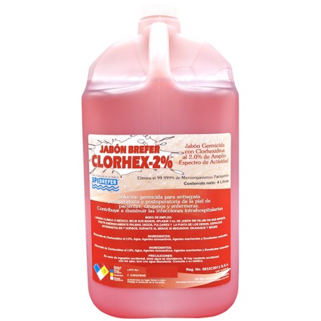 Jabón Quirúrgico con Gluconato de Clorhexidina 2%. Envase 4 Litros