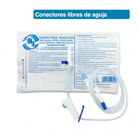 Equipo para venoclisis sin aguja Normogotero Sistema libre de aguja. Equipo